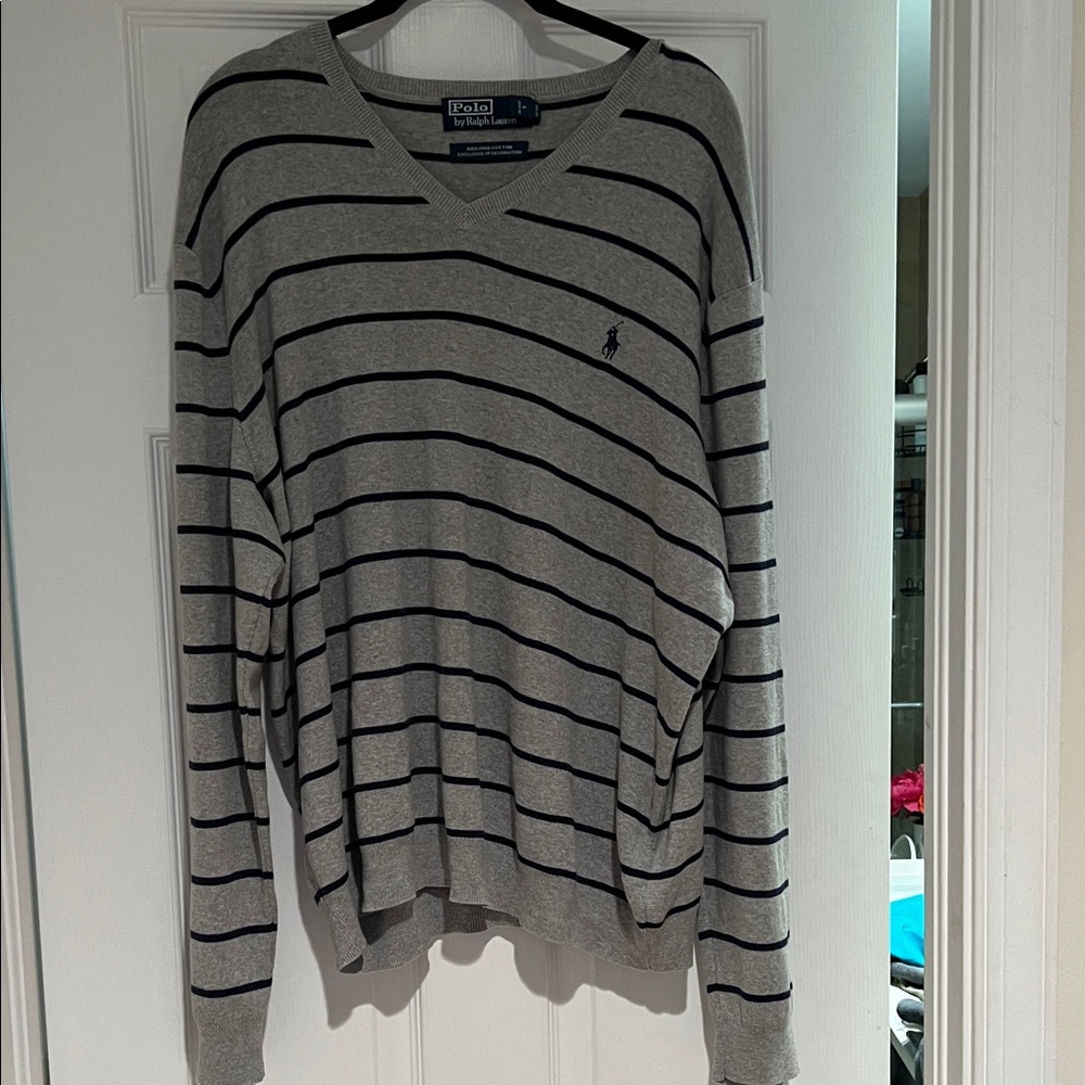 Polo by Ralph Lauren Gray and Black Striped Sweater
